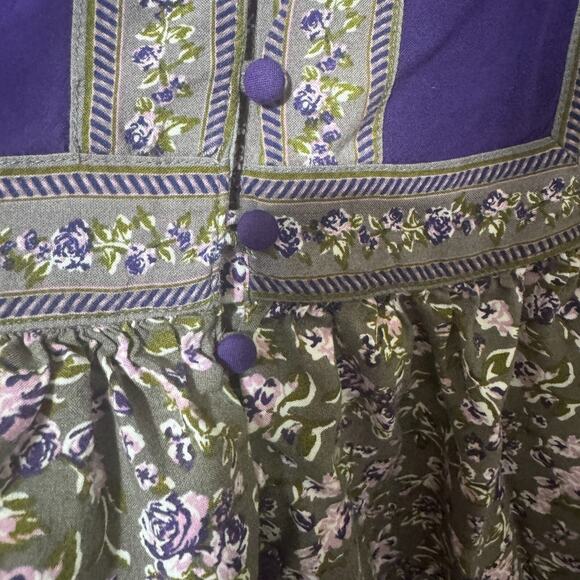 Woman Within Top 1X Purple Floral Blouse Babydoll Boho Peasant 22/24 - Picture 5 of 8